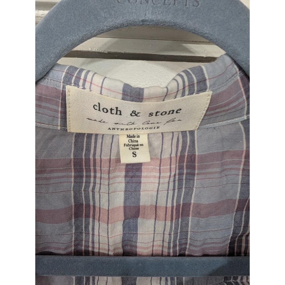 Cloth & Stone Anthropologie Plaid Tie Front Shirt Women's small western beachy - Picture 5 of 7